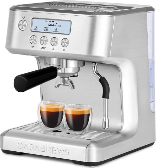 Casabrews máquina de café espresso con visualización LCD reseña
